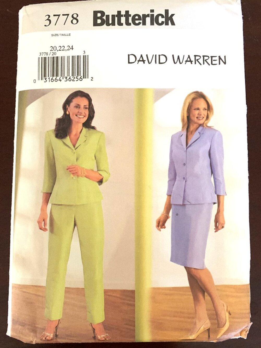 Vintage Uncut Butterick #3778 size (20,22,24) Misses Top, Skirt and Pants